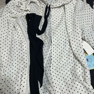 Macy's Ivory Polka Dot Blouse with Black Accents